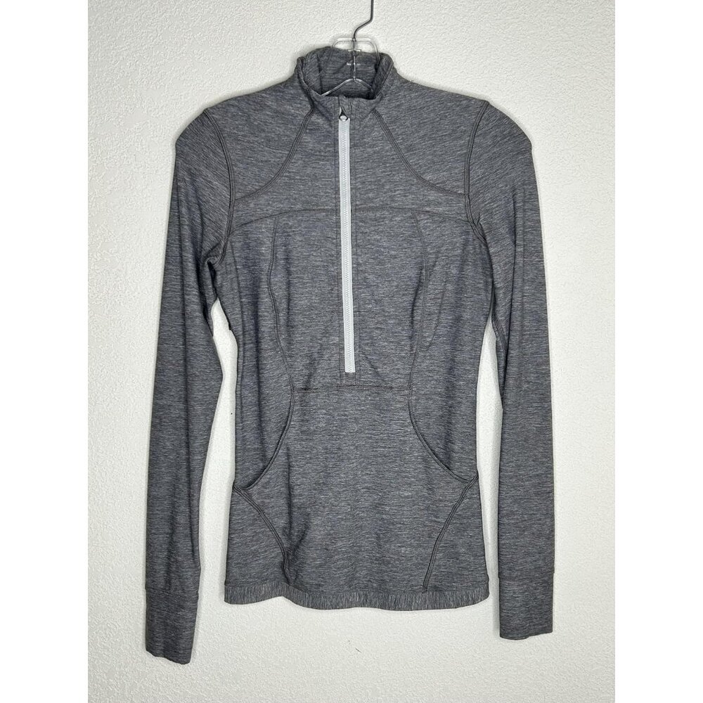 Lululemon Jacket Womens XS Gray 1/2 Zip Thumbholes Mesh Lined Running Yoga